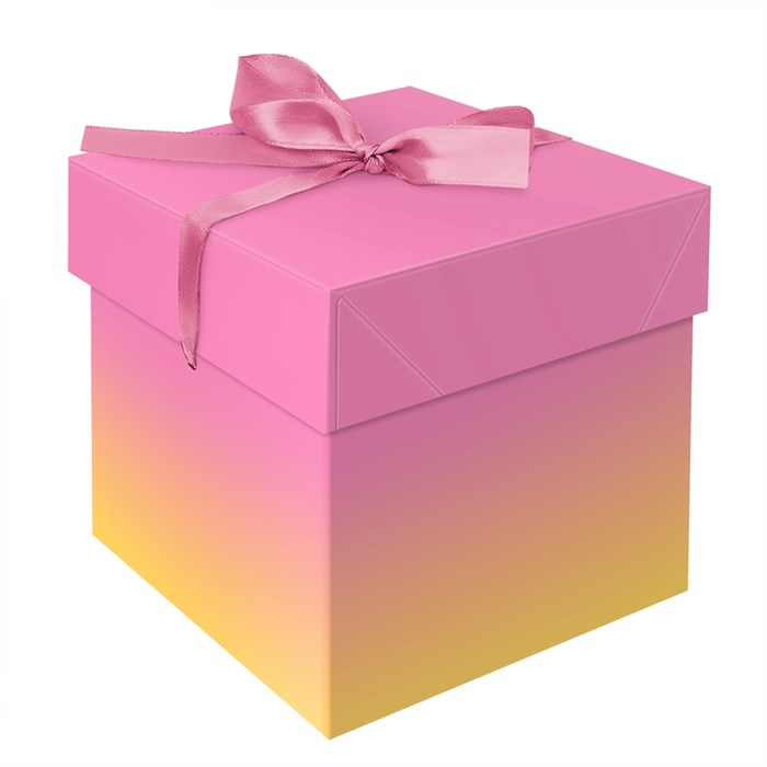 Коробка складная подарочная MESHU "Duotone. Pink-Orange gradient", (15*15*15см), с лентой - фото 377368