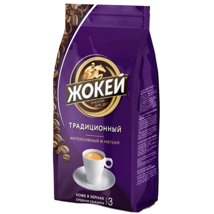 Кофе в зернах Жокей "Традиционный", мягкая упаковка, 900г - фото 377599