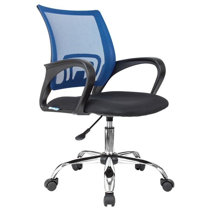 Кресло оператора Helmi HL-M95 R (695) "Airy", СН, спинка сетка синяя/сиденье ткань TW черная, пиастр - фото 379661