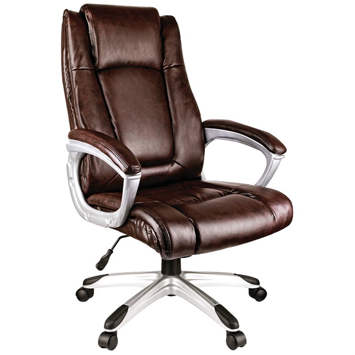 Кресло руководителя Helmi HL-E09 "Capital", экокожа коричневая - фото 379867