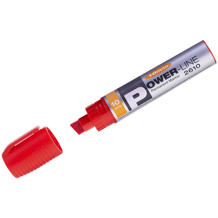 Маркер перманентный промышленный Line Plus "PER-2610" красный, скошенный, 10мм - фото 380337