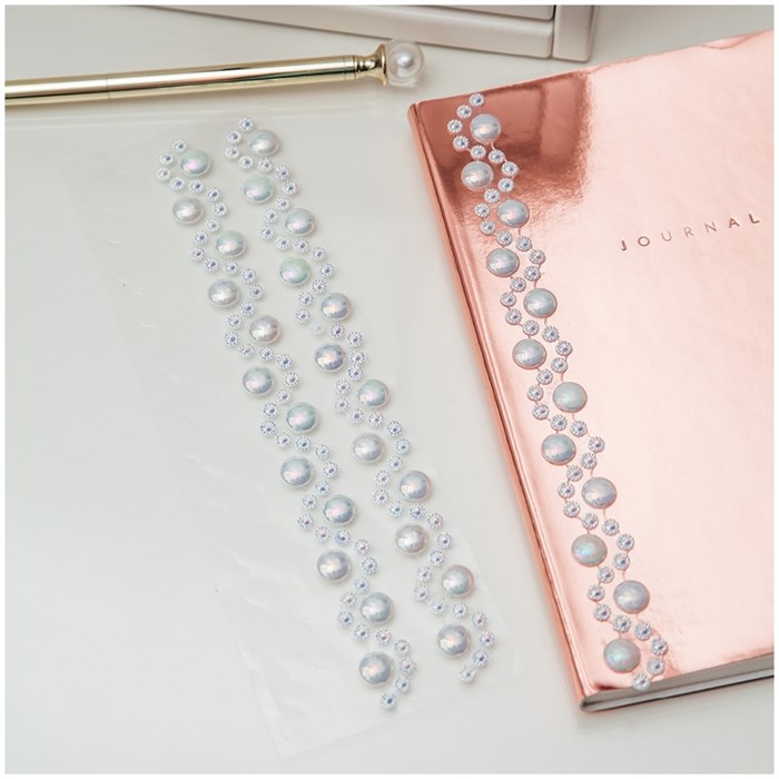 Наклейки акриловые MESHU "White pearls", 25*7см - фото 380665