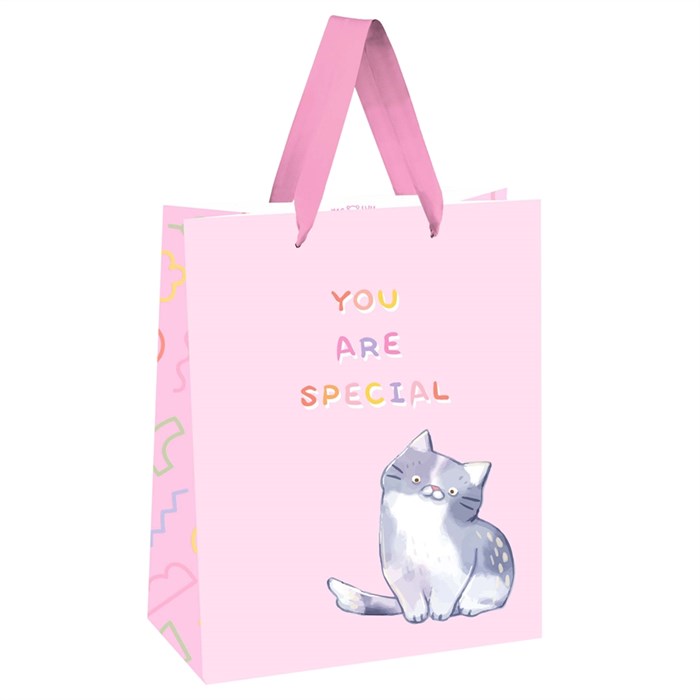Пакет подарочный 18*23*10см MESHU "You are special", выборочный лак, белый крафт - фото 381261