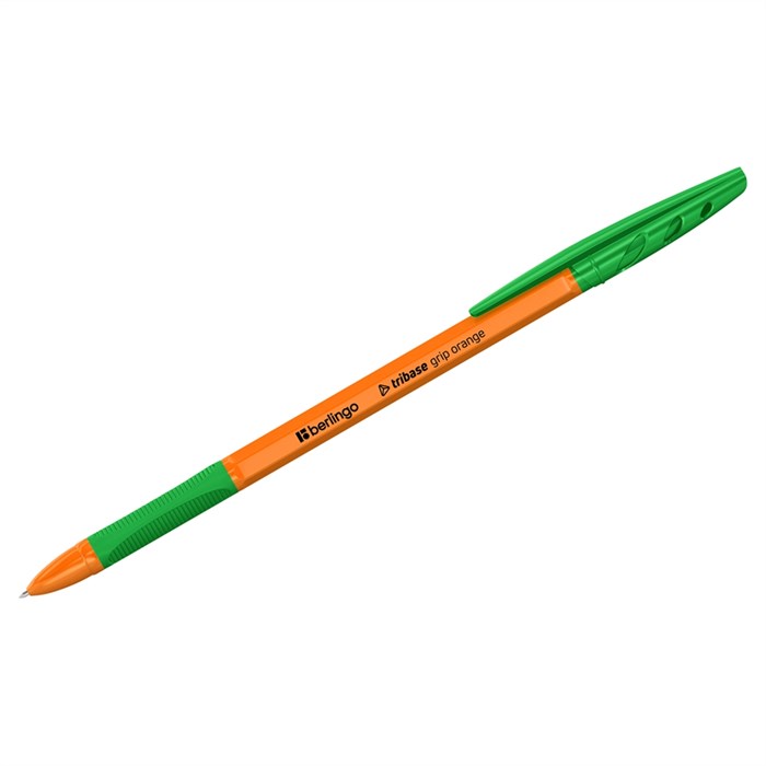 Ручка шариковая Berlingo "Tribase grip orange" зеленая, 0,7мм, грип - фото 381752