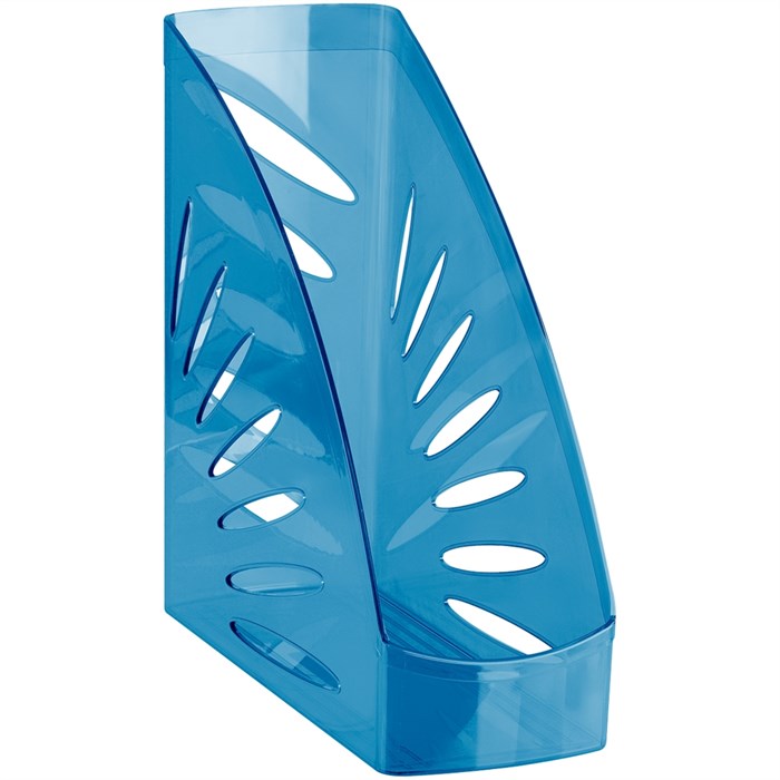 Лоток для бумаг вертикальный СТАММ "Тропик", тонированный голубой, ширина 110мм - фото 381996