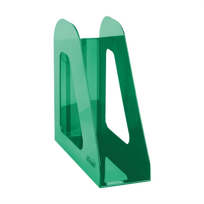 Лоток для бумаг вертикальный СТАММ "Фаворит", тонированный зеленый, ширина 90мм - фото 382088
