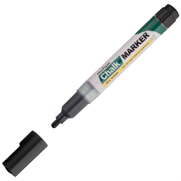 Маркер меловой MunHwa "Chalk Marker" черный, 3мм, спиртовая основа, пакет - фото 383797
