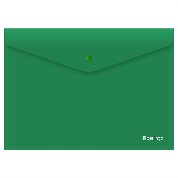 Папка-конверт на кнопке Berlingo "City Style", А4, 200мкм, непрозрачная, зеленая - фото 384197
