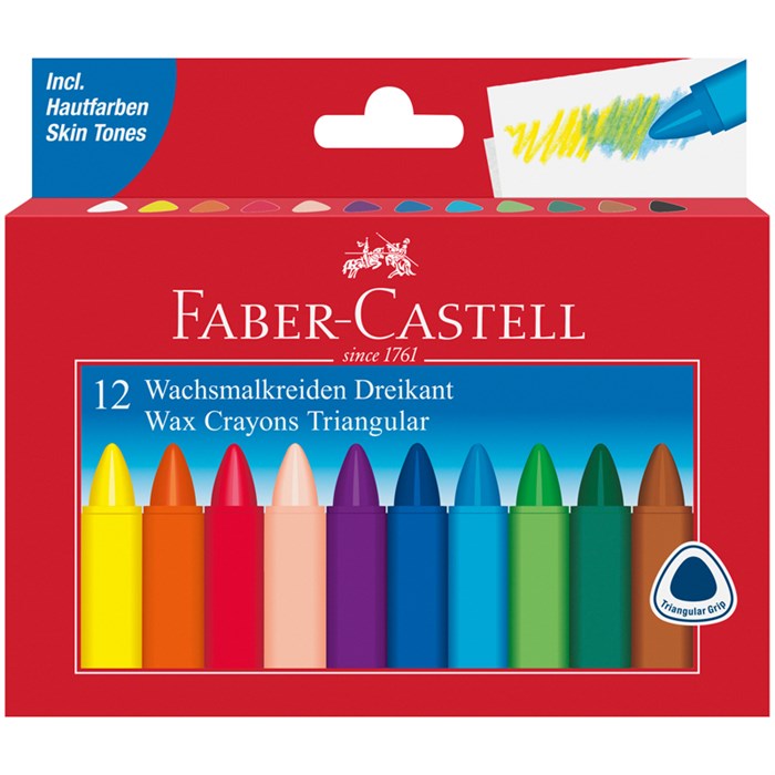 Мелки восковые Faber-Castell, 12цв., трехгранные, картон. упак. - фото 385049
