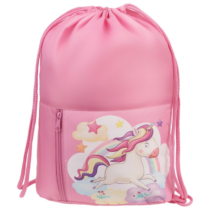 Мешок для обуви 1 отделение Мульти-Пульти "Unicorn", 340*420мм, карман на молнии, розовый - фото 385883