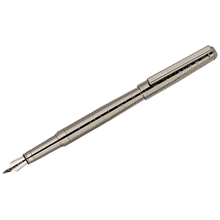 Ручка перьевая Delucci  Mistico , черная, 0,8мм, корпус оружейный металл, подар.уп. - фото 386796