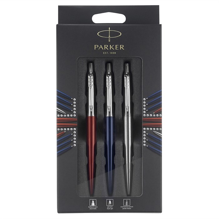 Набор Parker "Jotter London Trio": шариковая ручка + гелевая ручка + механический карандаш, подарочн - фото 387163