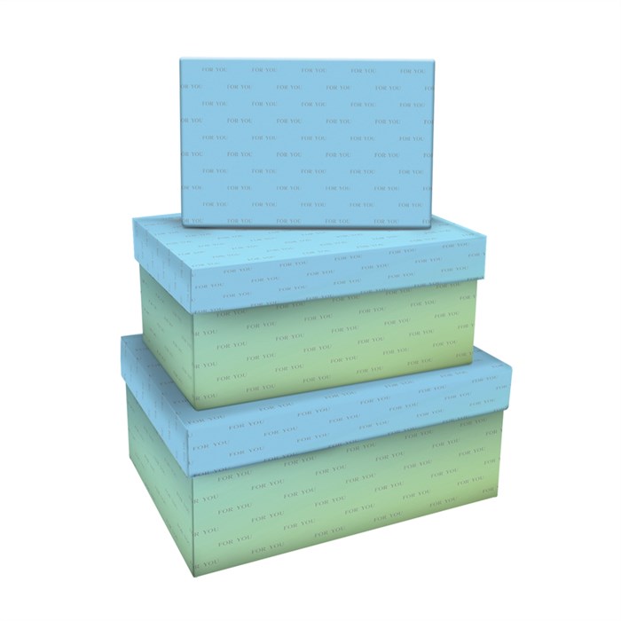 Набор прямоугольных коробок 3в1, MESHU "Green-blue gradient", (19*12*7,5-15*10*5см) - фото 389337
