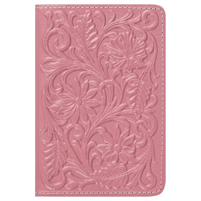Обложка для паспорта Кожевенная мануфактура, нат. кожа, "Цветы", розовая - фото 391701