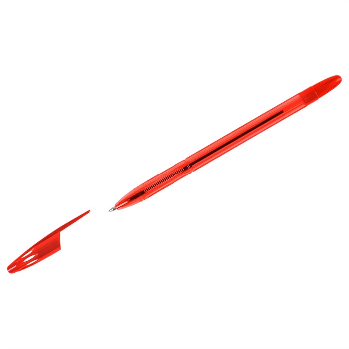 Ручка шариковая СТАММ "555" красная, 0,7мм, тонированный корпус - фото 391825