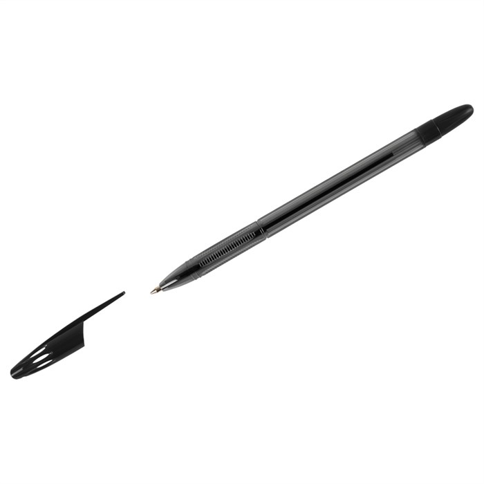 Ручка шариковая СТАММ "555" черная, 0,7мм, тонированный корпус - фото 391883