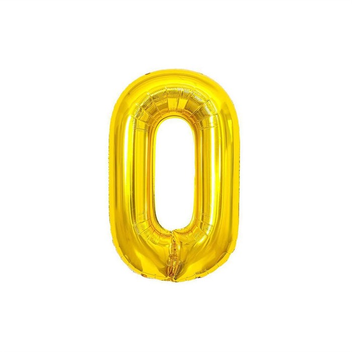 Воздушный шар, 40", MESHU,  цифра 0, золотой, фольгированный - фото 398894