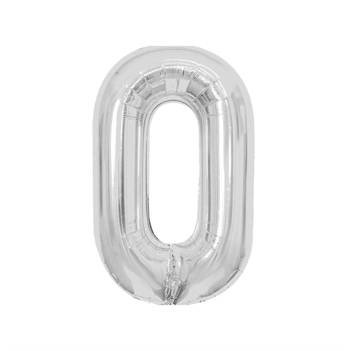 Воздушный шар, 40", MESHU,  цифра 0, серебро, фольгированный - фото 398898
