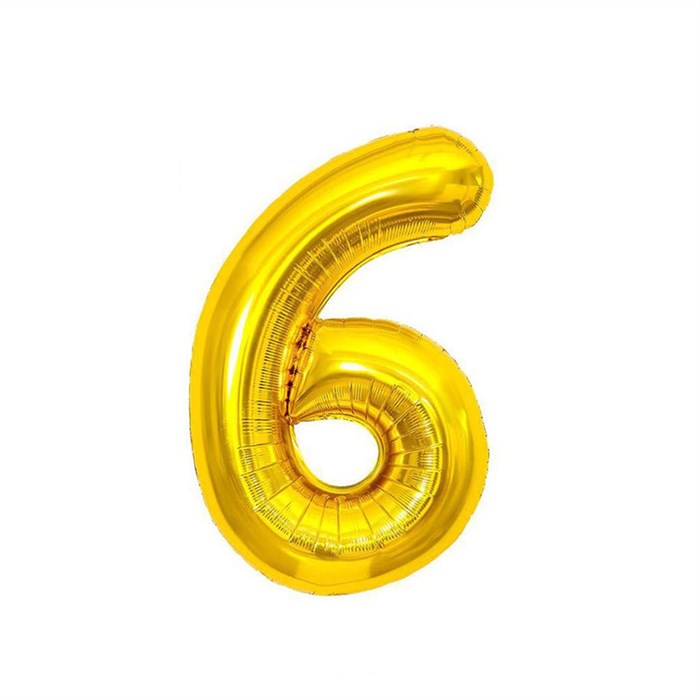 Воздушный шар, 40", MESHU,  цифра 6, золотой, фольгированный - фото 398930