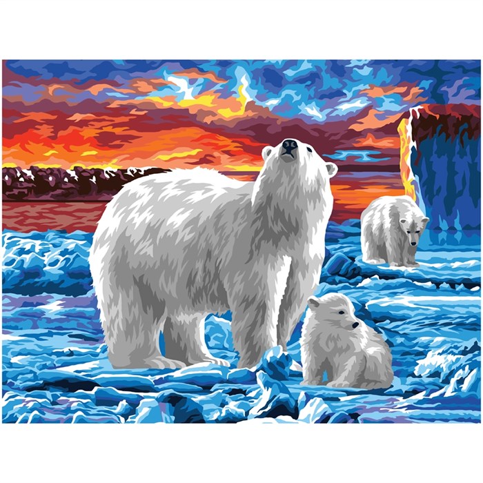 Картина по номерам на холсте ТРИ СОВЫ "Белые медведи", 40*50, с акриловыми красками и кистями - фото 406730