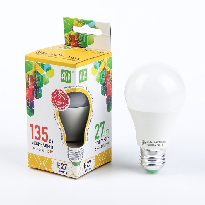 Лампа светодиодная LED-A60-VC 15Вт 230В Е27 3000К 1430Лм IN HOME - фото 420888