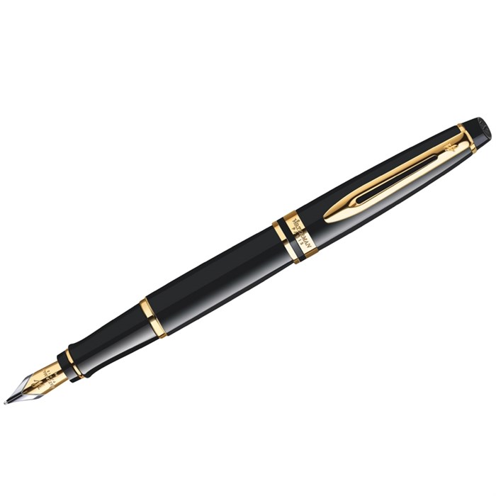 Ручка перьевая Waterman "Expert Black Lacquer GT" синяя, 0,8мм, подарочная упаковка - фото 430938