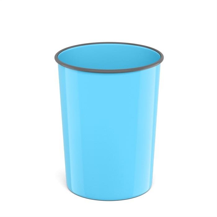 Корзина для бумаг литая пластиковая ErichKrause Pastel, 13.5л, голубой - фото 450702
