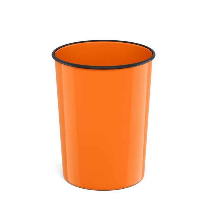 Корзина для бумаг литая пластиковая ErichKrause® Neon Solid, 13.5л, оранжевая - фото 450719