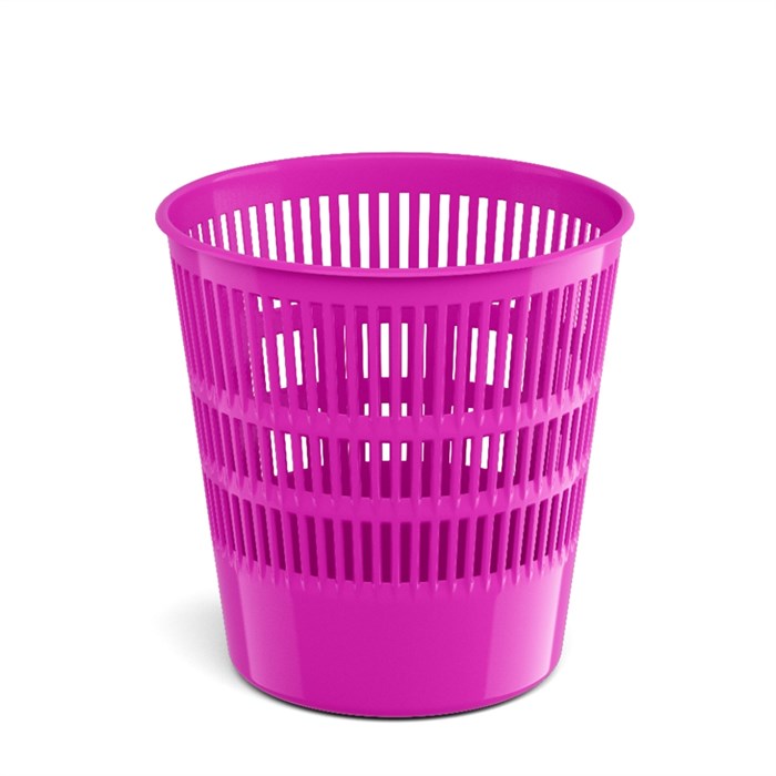 Корзина для бумаг сетчатая пластиковая ErichKrause Neon Solid, 12л, розовый - фото 450736