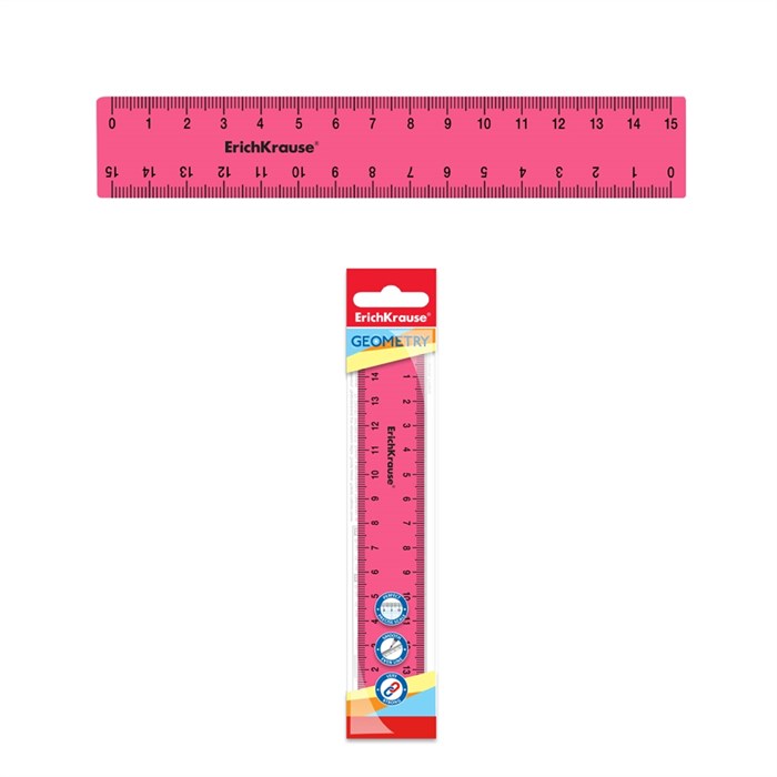Линейка гибкая ErichKrause Bubble Gum, 15см, розовый (в пакете по 20 шт) - фото 451290
