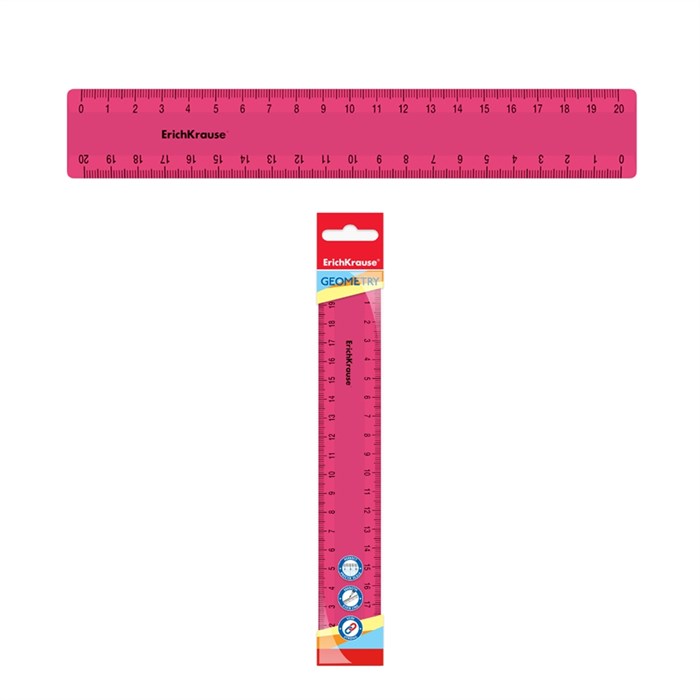 Линейка пластиковая ErichKrause Bubble Gum, 20см, розовая, во флоупаке - фото 451301