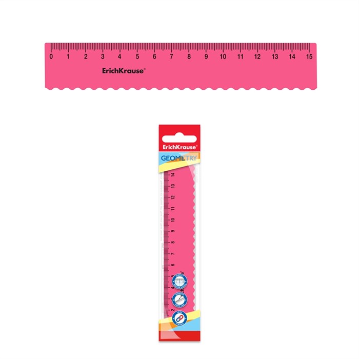 Линейка с волнистым краем гибкая ErichKrause Bubble Gum, 15см, розовый (в пакете по 20 шт) - фото 451605