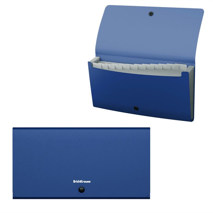Папка-картотека пластиковая ErichKrause Matt Classic, с 13 отделениями, Check size, синий (в пакете по 4 шт.) - фото 455705