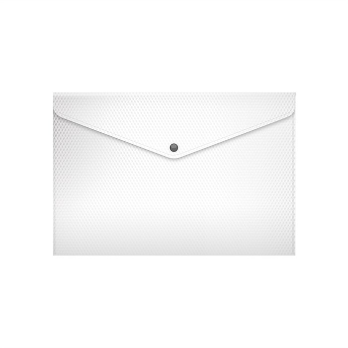 Папка-конверт на кнопке пластиковая ErichKrause Diamond Total White, A4, полупрозрачный, белый (в пакете по 12 шт.) - фото 455775