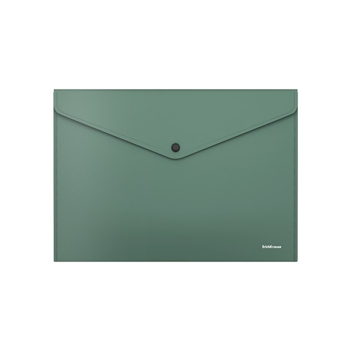 Папка-конверт на кнопке пластиковая ErichKrause Fizzy Classic, A4, непрозрачный, зеленый(в пакете по 12 шт.) - фото 455791