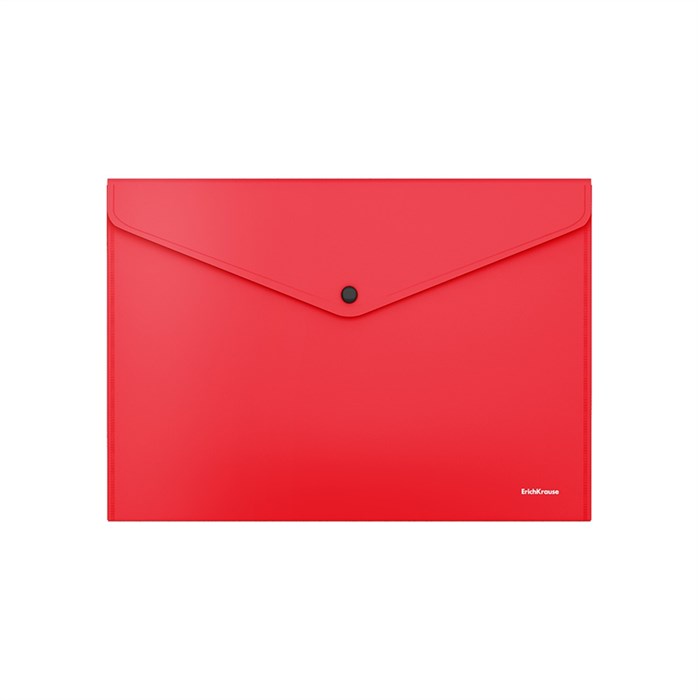Папка-конверт на кнопке пластиковая ErichKrause Fizzy Classic, A4, непрозрачный, красный (в пакете по 12 шт.) - фото 455792