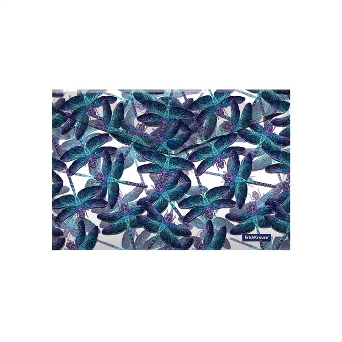 Папка-конверт на кнопке пластиковая ErichKrause® Neon Dragonflies, A4 (в пакете по 12 шт.) - фото 456089