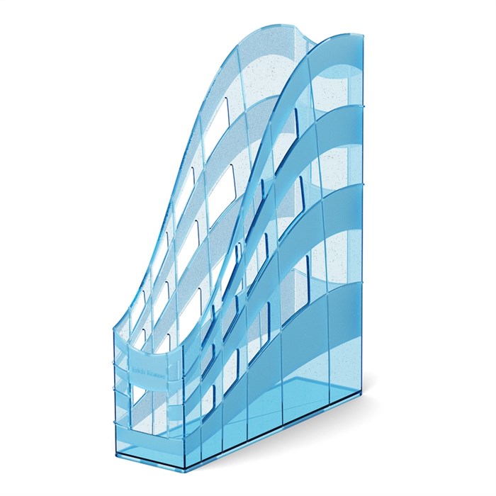 Подставка для бумаг вертикальная пластиковая ErichKrause® S-Wing, Glitter, 75мм, голубая - фото 458474