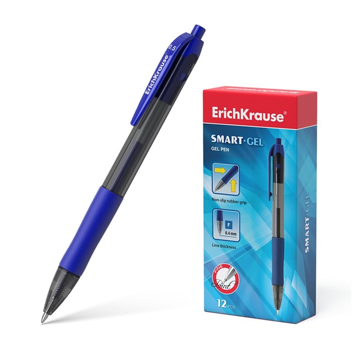 Ручка гелевая автоматическая ErichKrause Smart-Gel Matic&Grip 0.5, цвет чернил синий (в коробке по 12 шт.) - фото 459988