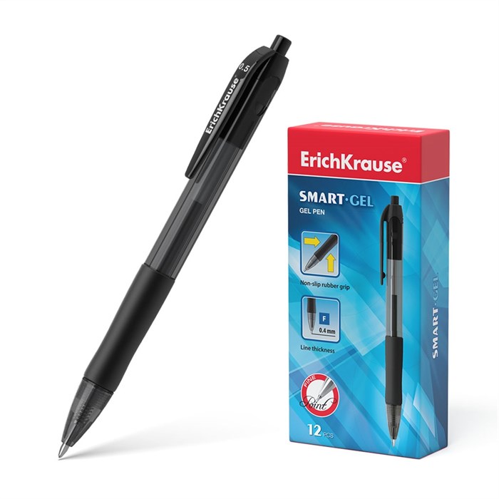 Ручка гелевая автоматическая ErichKrause Smart-Gel Matic&Grip 0.5, цвет чернил черный (в коробке по 12 шт.) - фото 459993