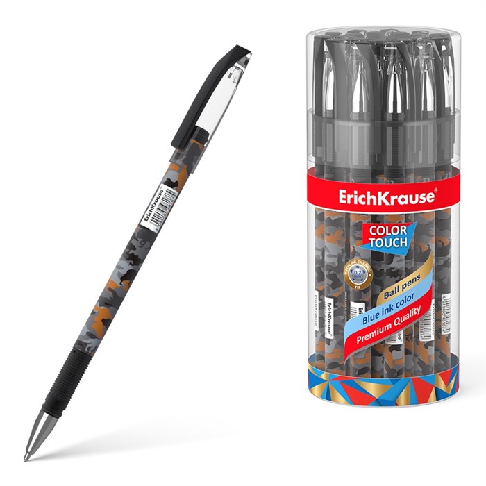 Ручка шариковая ErichKrause ColorTouch Stick Rough Native 0.7, цвет чернил синий (в тубусе по 24 шт.) - фото 460163