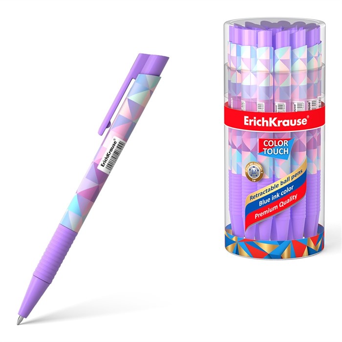 Ручка шариковая автоматическая ErichKrause ColorTouch Matic&Grip Magic Rhombs 0.7, цвет чернил синий (в тубусе по 24 шт.) - фото 460684