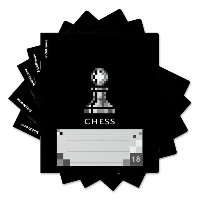Тетрадь ErichKrause Chess Player, 18 листов, линейка, выборочный УФ-лак (в плёнке по 10 шт.)_MIX-PACK - фото 487883