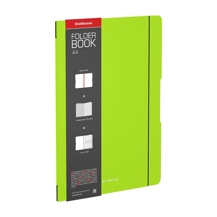 Тетрадь общая ученическая в съемной пластиковой обложке ErichKrause FolderBook Neon, зеленый, А4, 48 листов, клетка - фото 493768