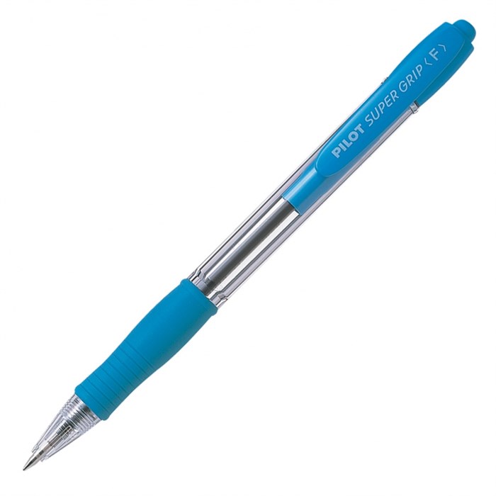 Ручка шариковая PILOT Super Grip голубой корпус синяя 0.7 мм BPGP-10R-F-SL - фото 495572