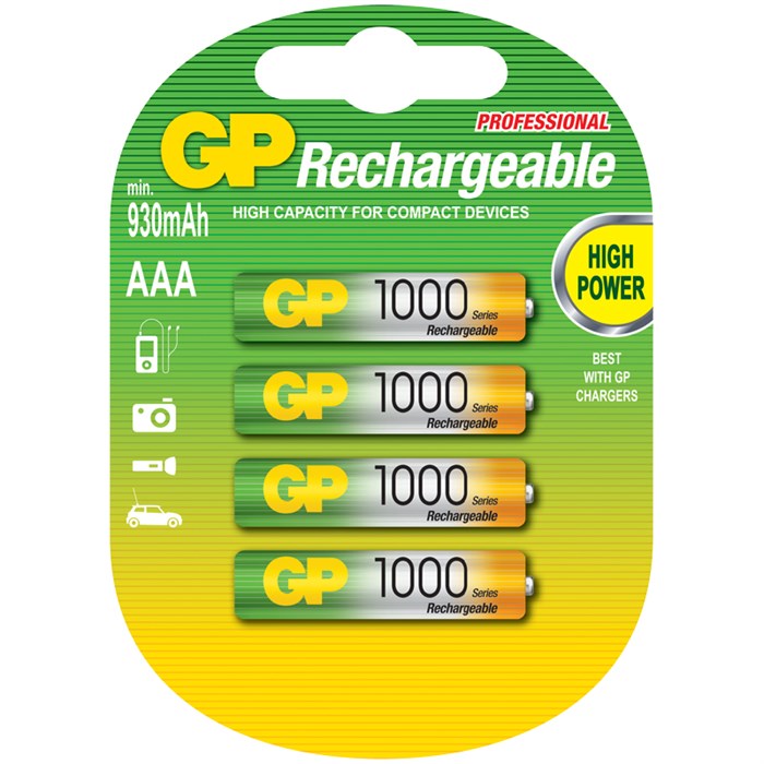 Аккумулятор GP AAA (HR03) 1000mAh 4BL R267802 - фото 499892