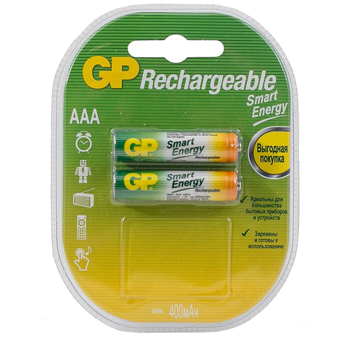 Аккумулятор GP AAA (HR03) 400mAh 2BL R324205 - фото 499893