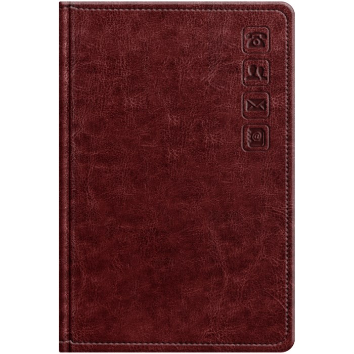 Телефонная книга А7, 64л., кожзам, BG "Nebraska. Dark red", с вырубкой R373790 - фото 501583