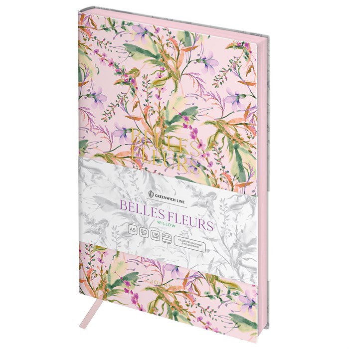 Ежедневник недатированный, А5, 136л., кожзам, Greenwich Line "Belles Fleurs. Willow", тон. блок, цветной срез R361494 - фото 515088