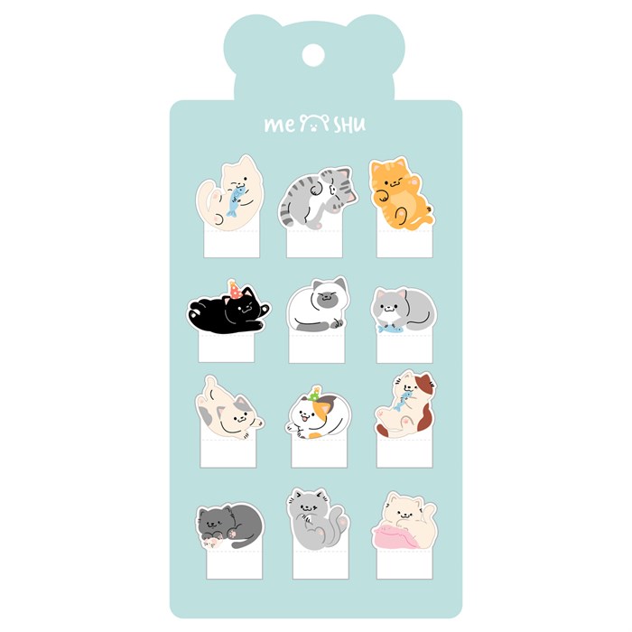 Флажки-закладки MESHU "Sweety kitty" пластиковые фигурные, 20л*12 дизайнов, европодвес R371417 - фото 518791